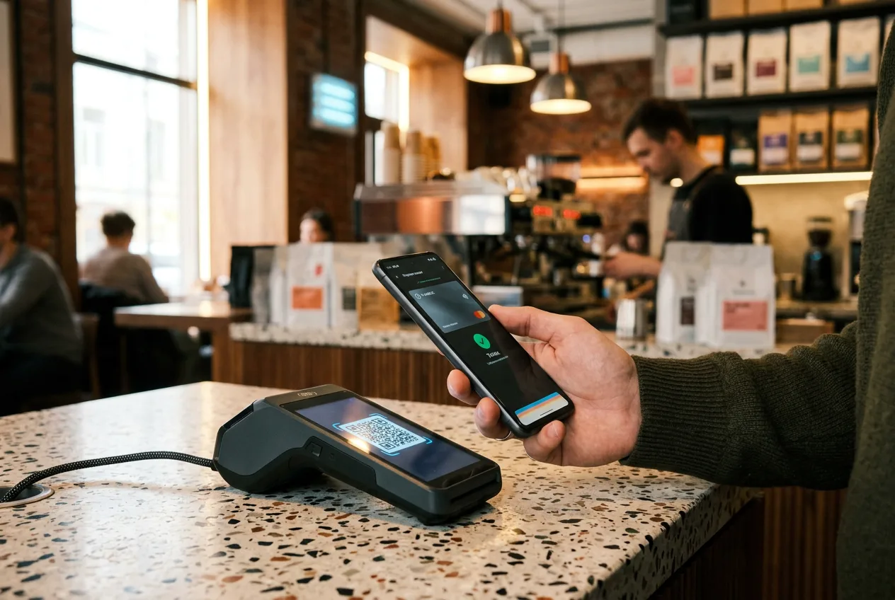 Оплата цифровым рублем по QR-коду через терминал на кассе