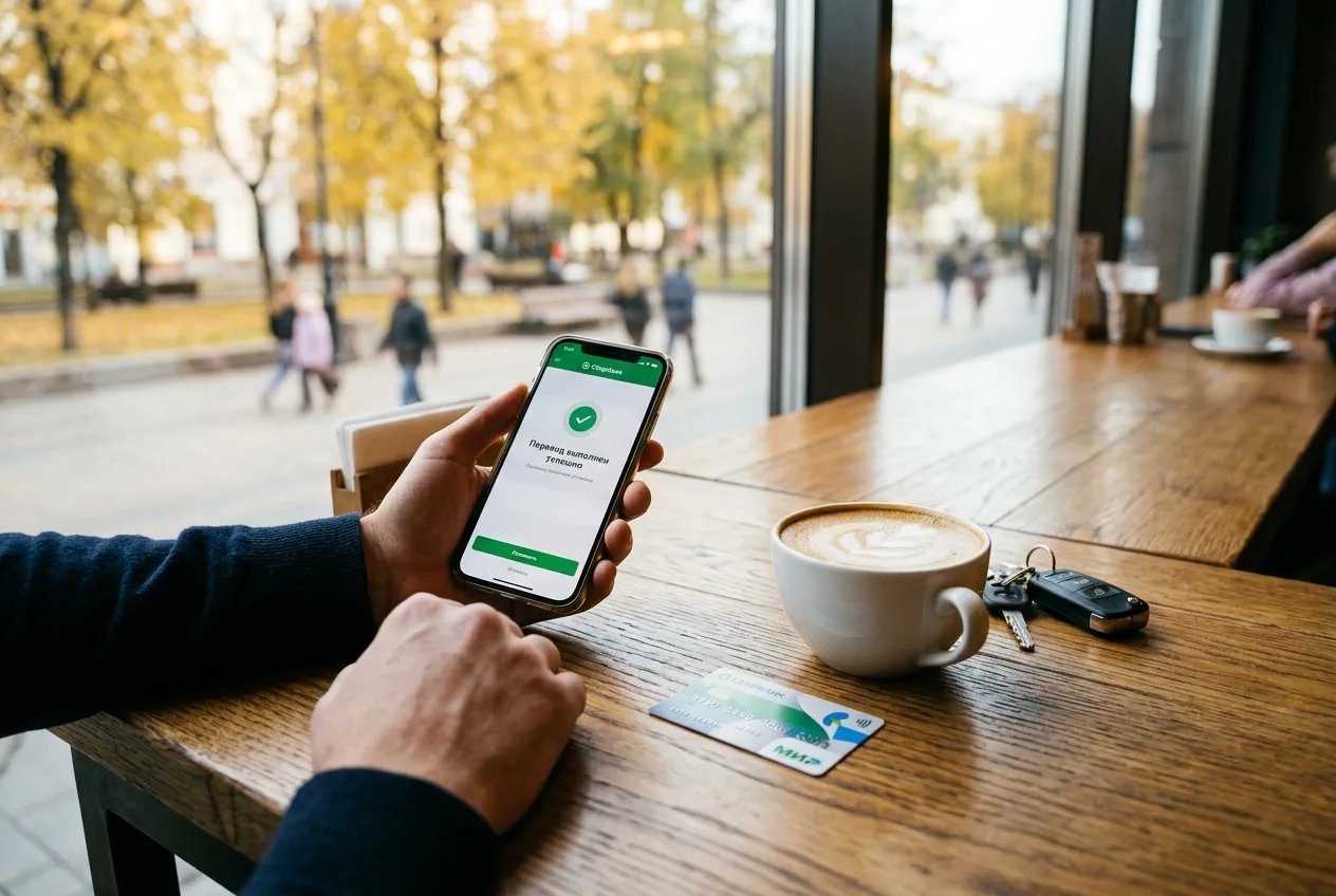 Подтверждение мгновенной транзакции через криптообменник на экране смартфона